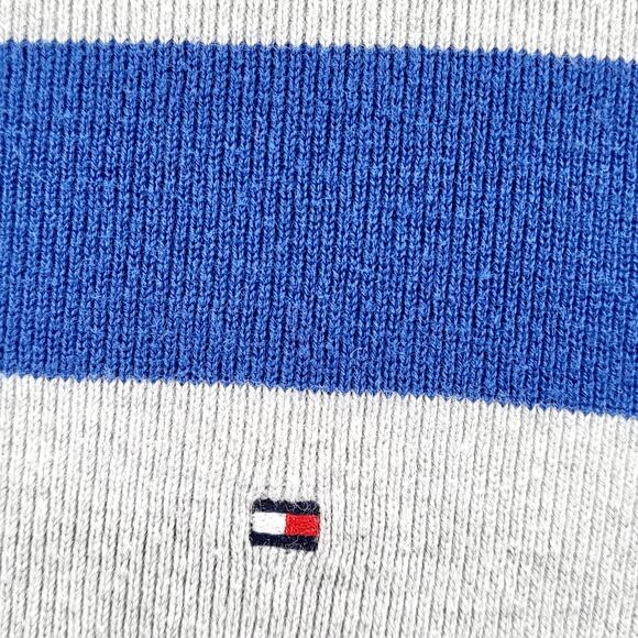 Tommy Hilfiger 100% Pima Cotton Blue & Gray Horizontal Striped Sweater Size XL - Picture 3 of 5